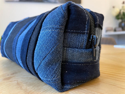 Denim patchwork pencil case or storage pouch